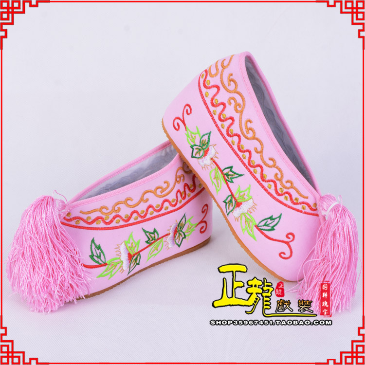 平凉花旦鞋女绣花彩鞋 舒适款草花内高彩鞋