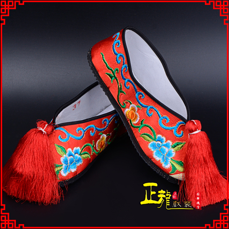 平凉京剧越剧戏曲彩鞋花旦绣花 普平底彩鞋